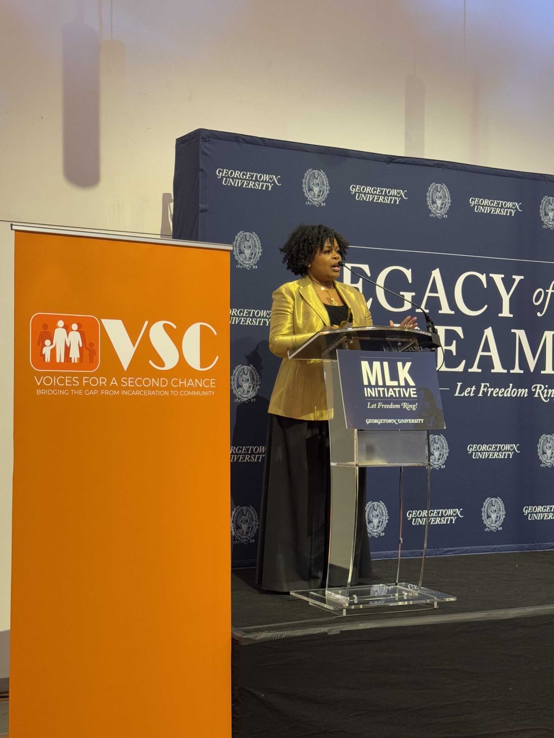 Paula Thompson takes the stage at Georgetown University's Legacy of a Dream award ceremony