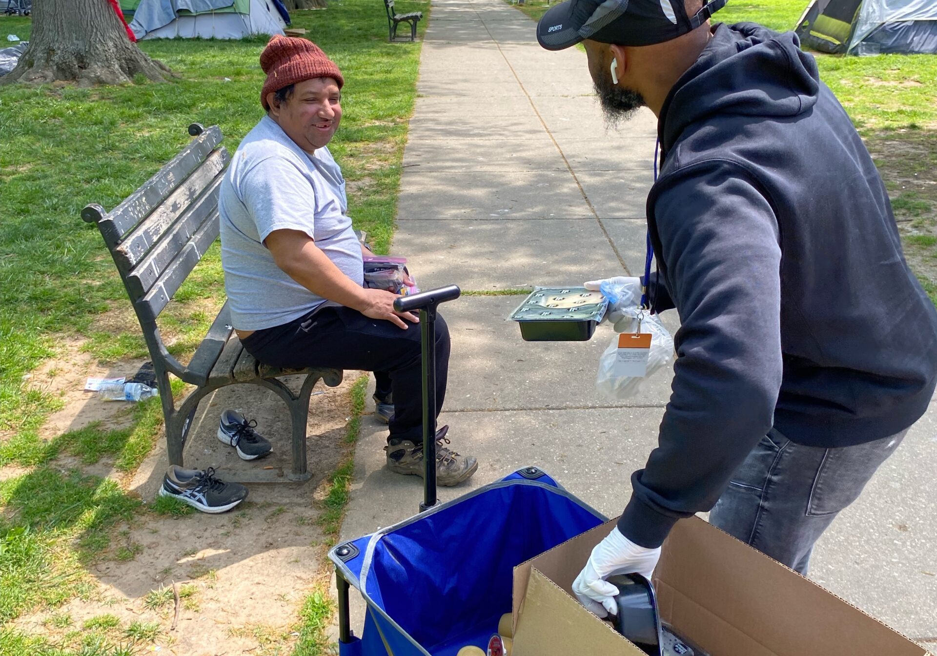 On the ground outreach by VSC staff to client living in houseless encampment